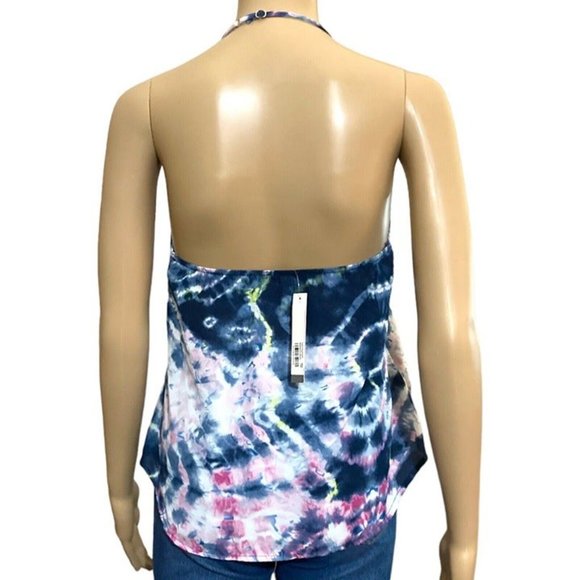 Aqua Bloomingdales Womens Size XS Halter Top Tie Dye Multicolor Bubble Hem - Picture 2 of 6